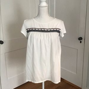 LOFT Embroidered Short Sleeve Top